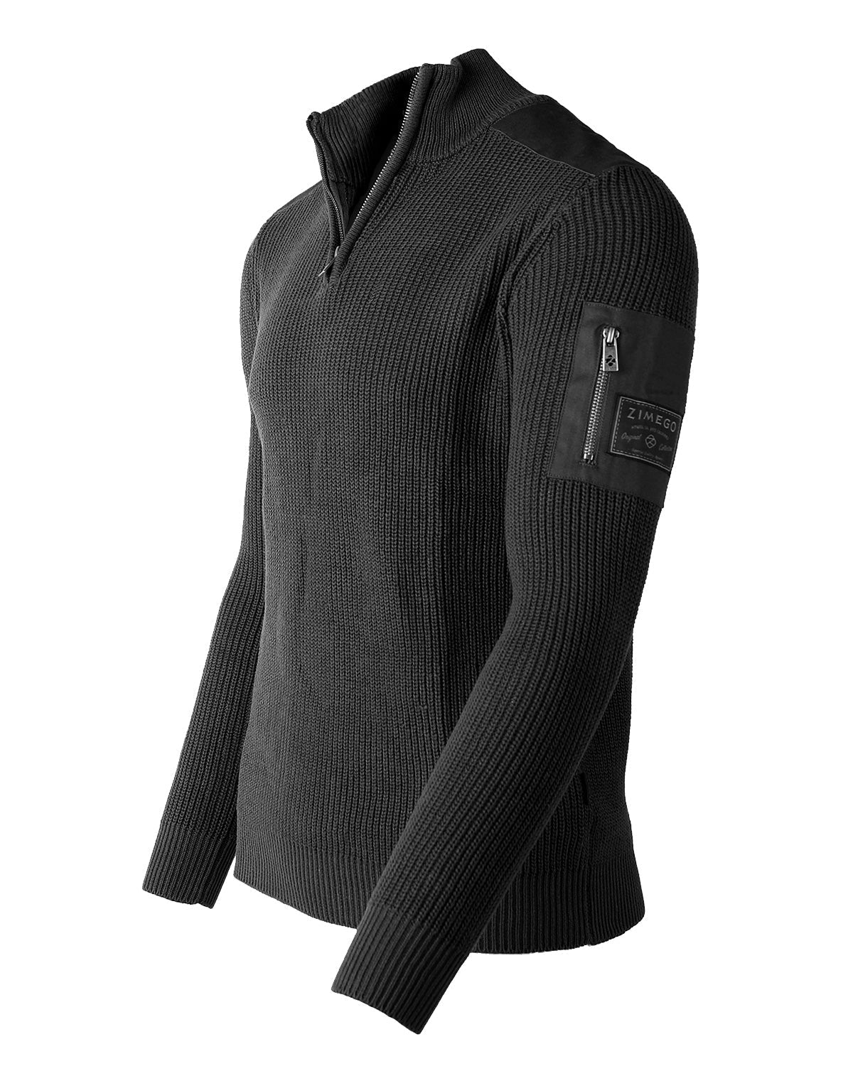 ZIMEGO Mens Long Sleeve Pullover Quarter Zip Mock Neck Polo Sweater-0