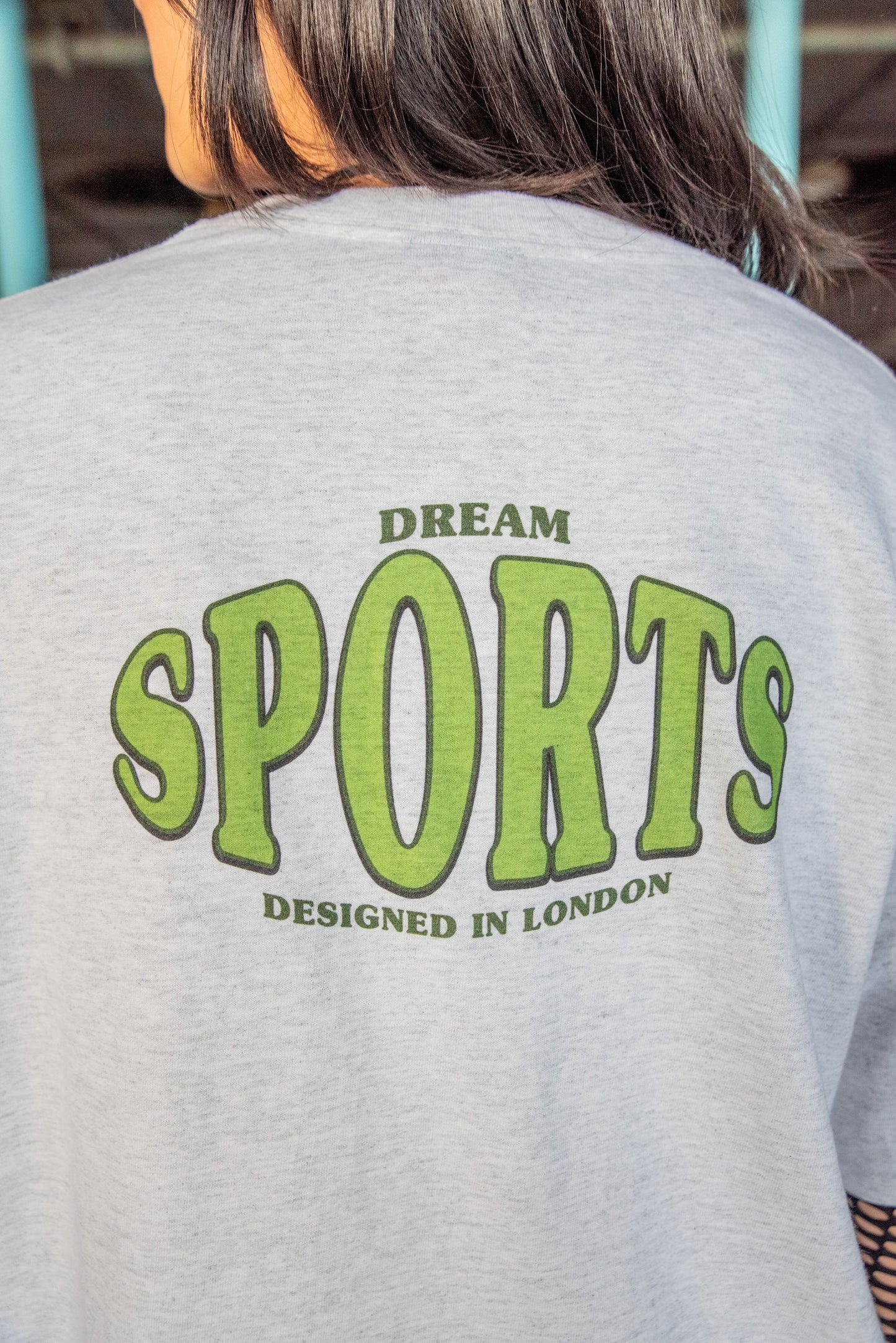 Short Sleeved T-shirt in Heather Grey With Dream Sports Print-3