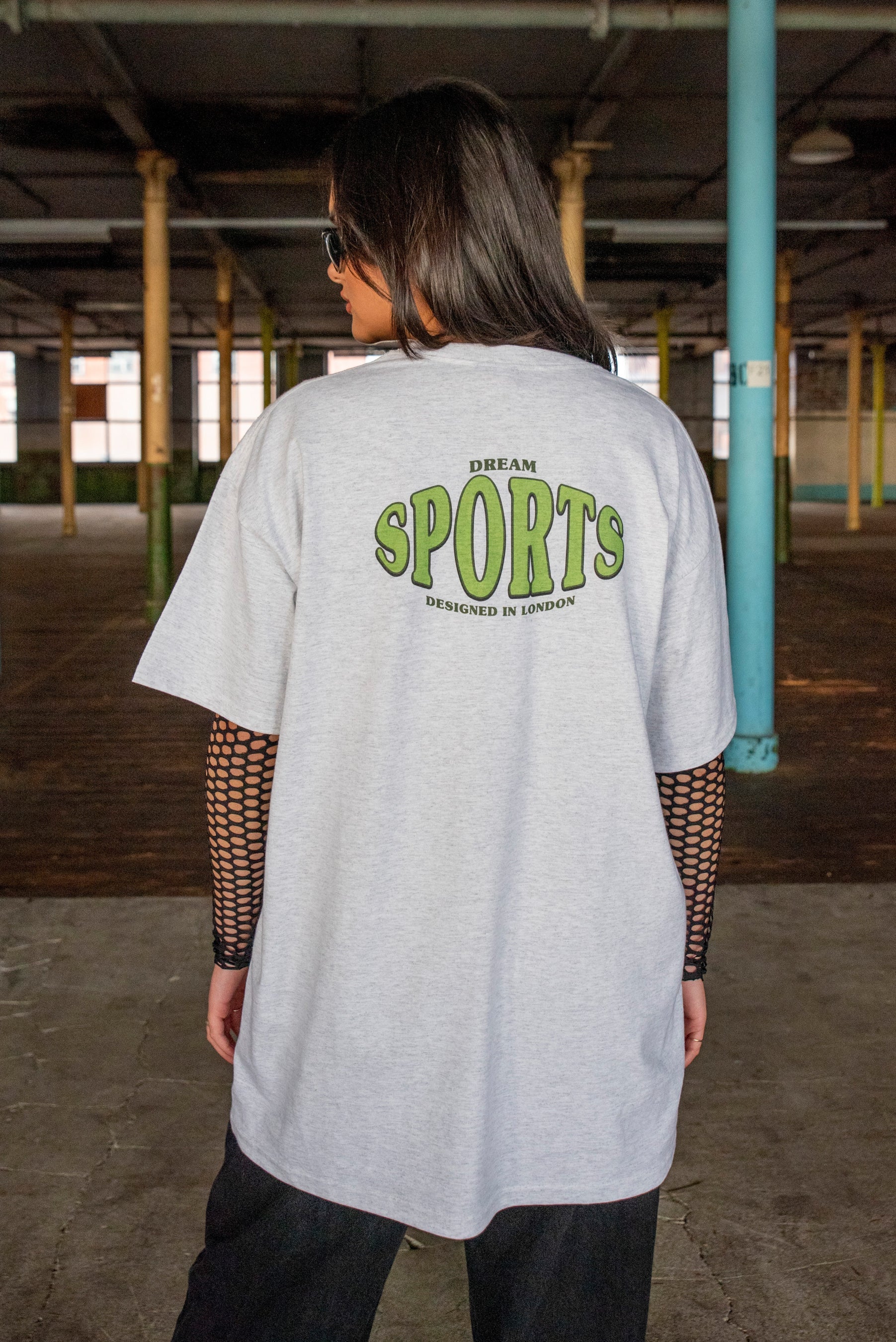 Short Sleeved T-shirt in Heather Grey With Dream Sports Print-4