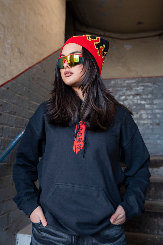 Hoodie in Black with Red Dragon Embroidery-0