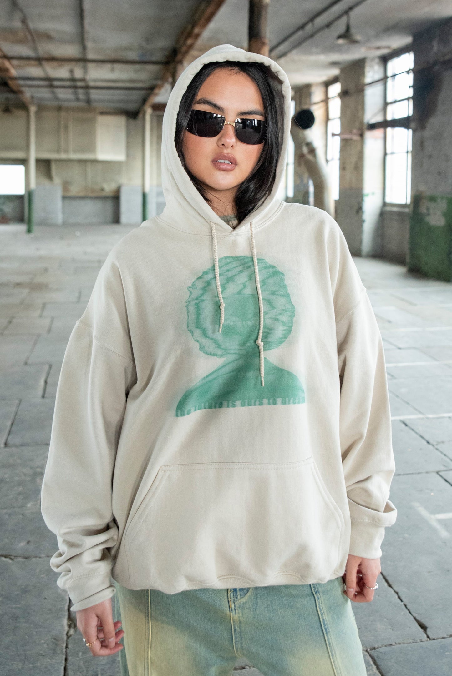 Hoodie in Sand with The Future Is Ours To Dream Print-0