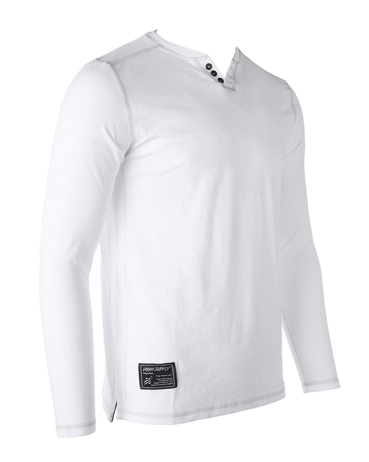 ZIMEGO Mens Long Sleeve V-Neck Henley Oil Wash Contrast Seam Vintage Shirt - Silver Grey-1