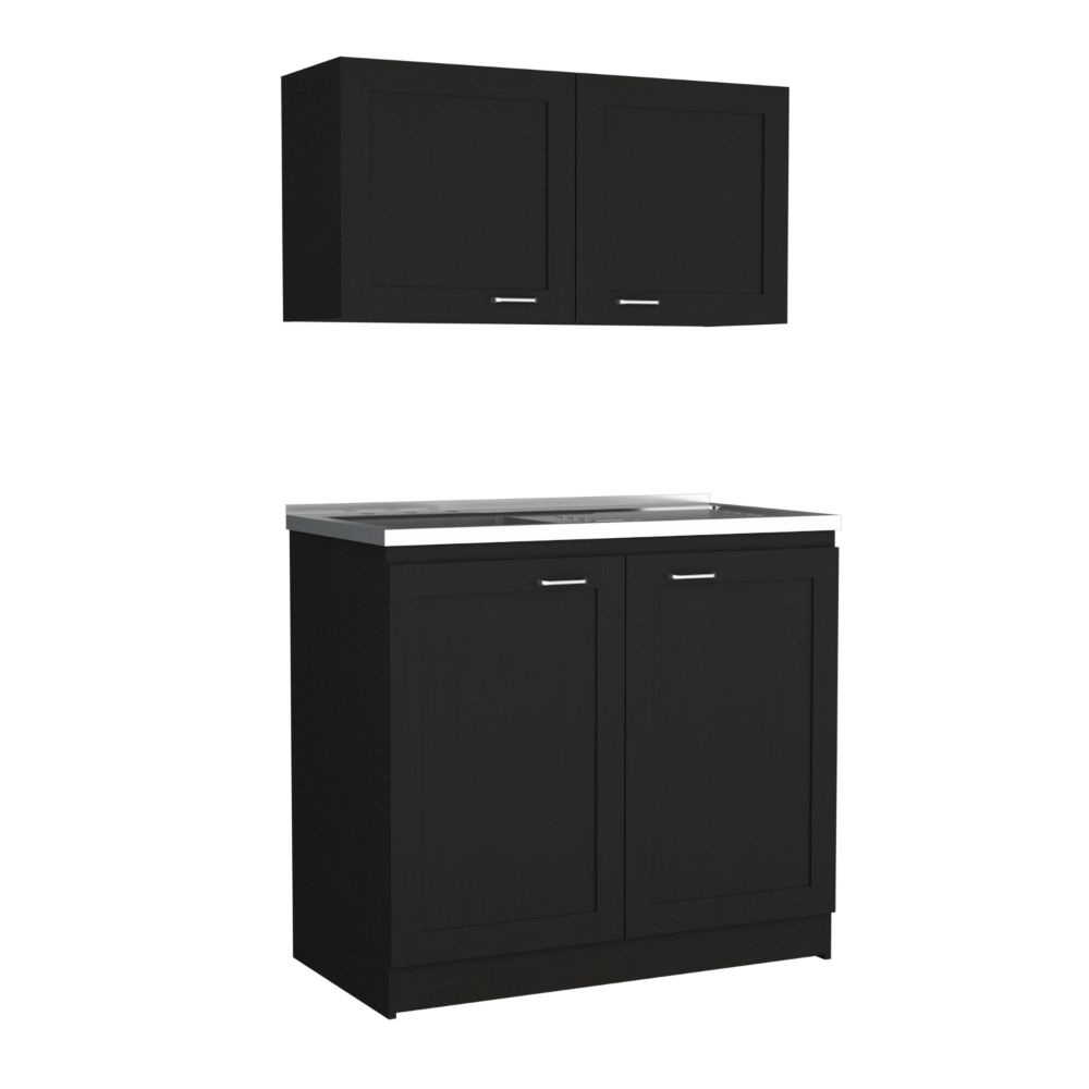 Cabinet Set Zeus, Two Shelves, Black Wengue Finish-4