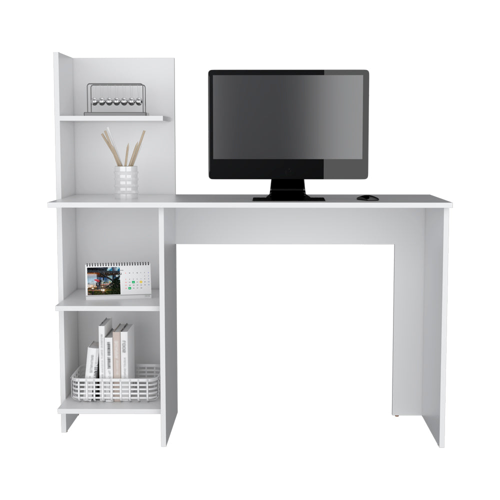 Desk Wichita,Desk, Four Shelves, White Finish-1