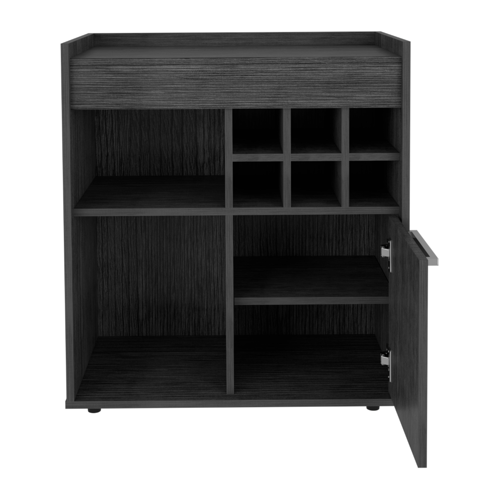 Bar Cabinet Dext, Two Concealed Shelves, Six Wine Cubbies, Light Gray Finish-3