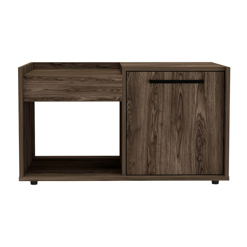 Coffee Table Dext, Single Door Cabinet, One Open Shelf, Dark Walnut Finish-3