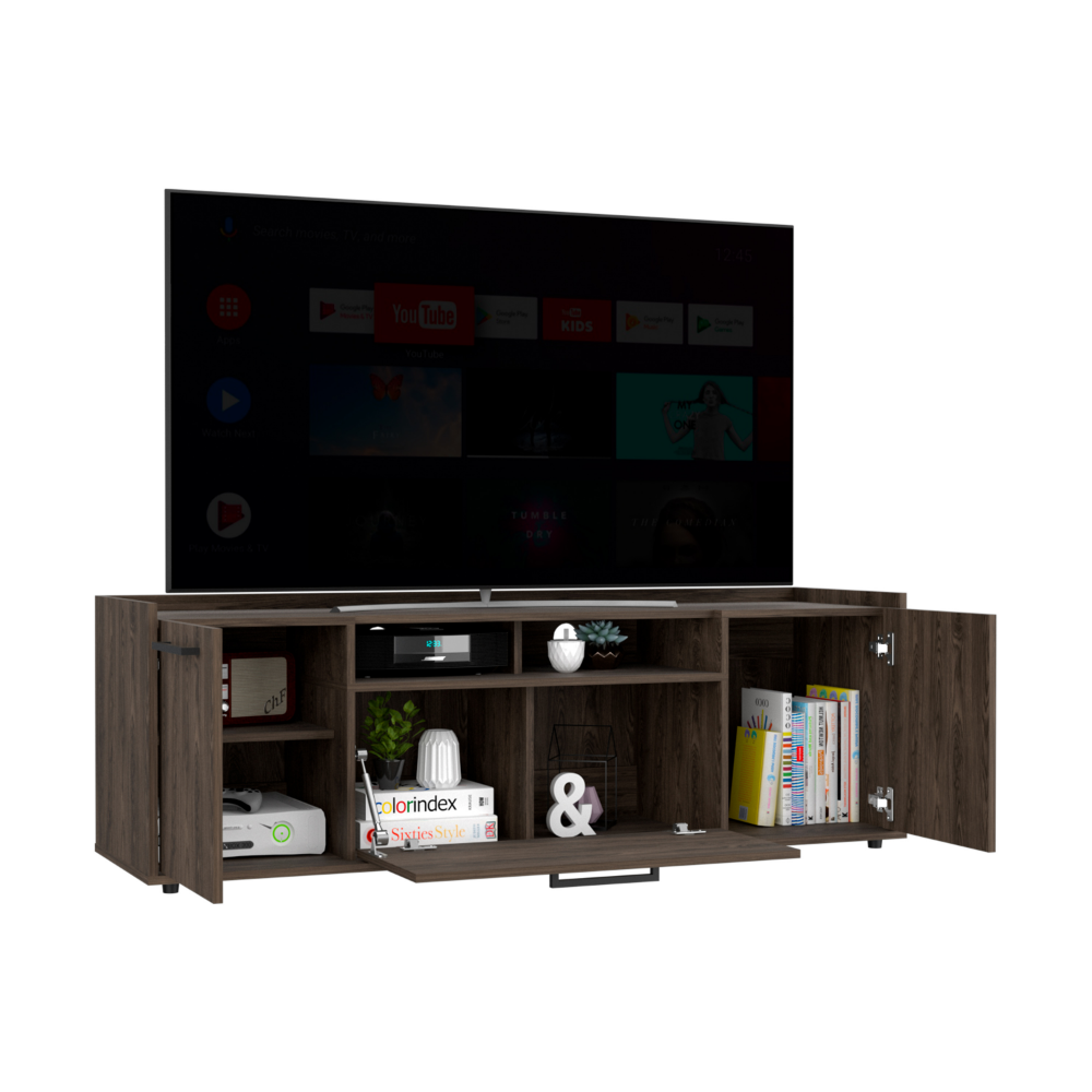 Tv Stand for TV´s up 55" Dext, One Cabinet, Double Door, Dark Walnut Finish-4