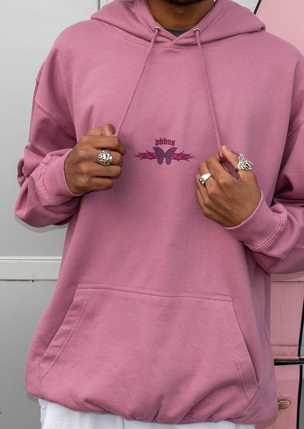 Hoodie in Dusty Purple With Y2k Butterfly Print-0