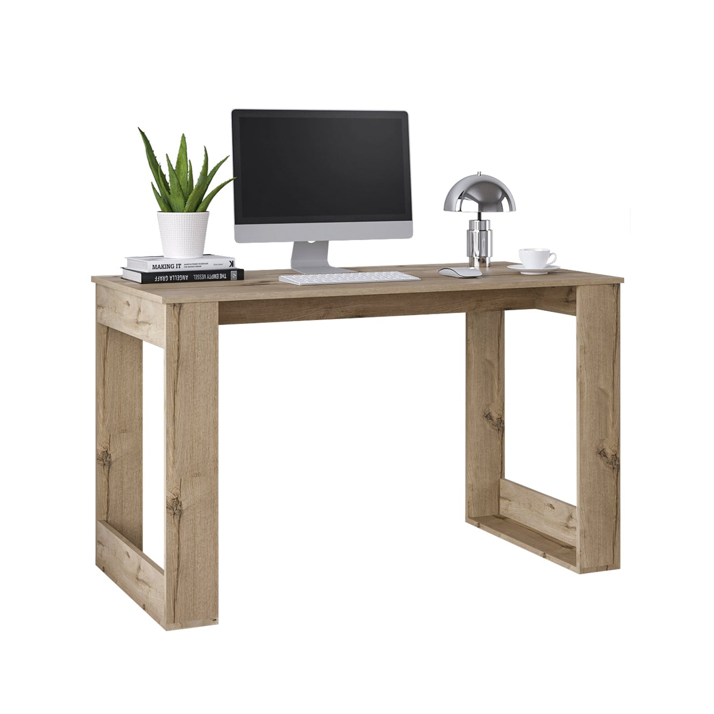 Computer Desk Albion with Ample Worksurface and Legs, Light Oak Finish-1