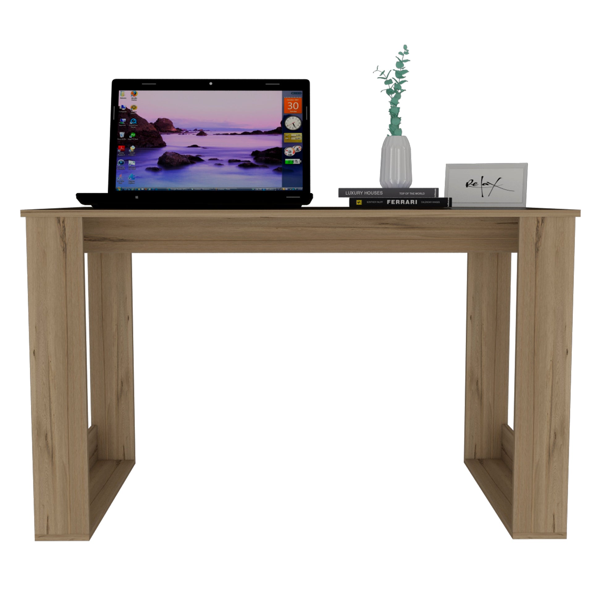 Computer Desk Albion with Ample Worksurface and Legs, Light Oak Finish-3