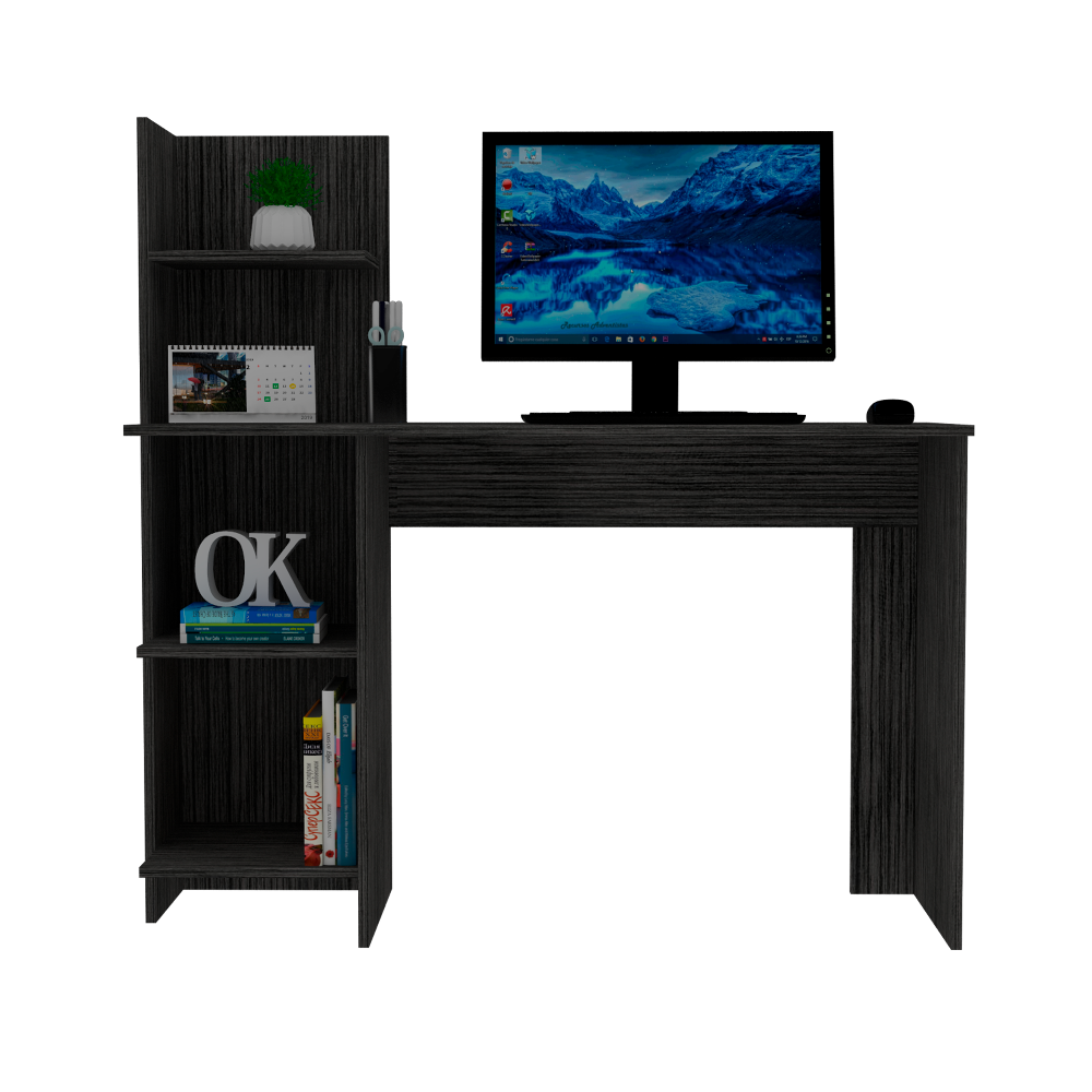 Desk Wichita, Four Shelves, Smokey Oak Finish-4