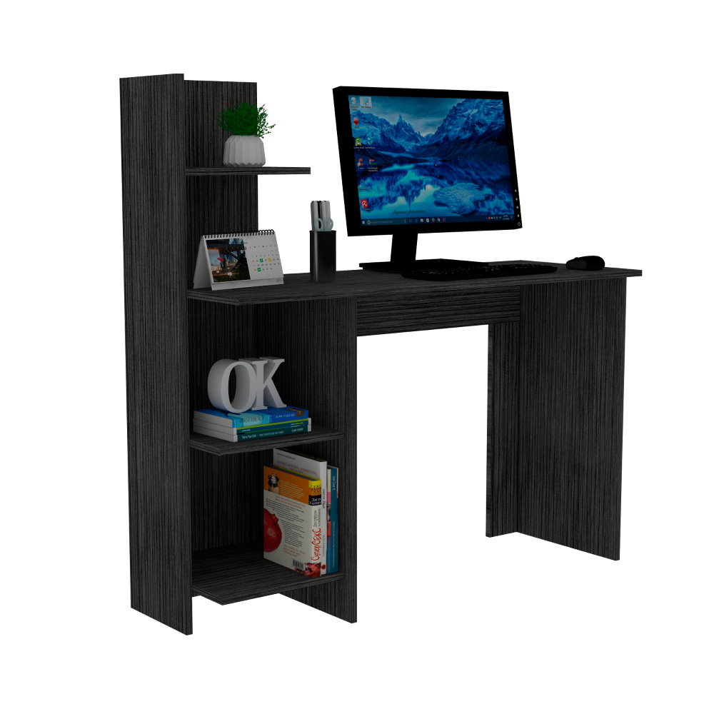 Desk Wichita, Four Shelves, Smokey Oak Finish-2