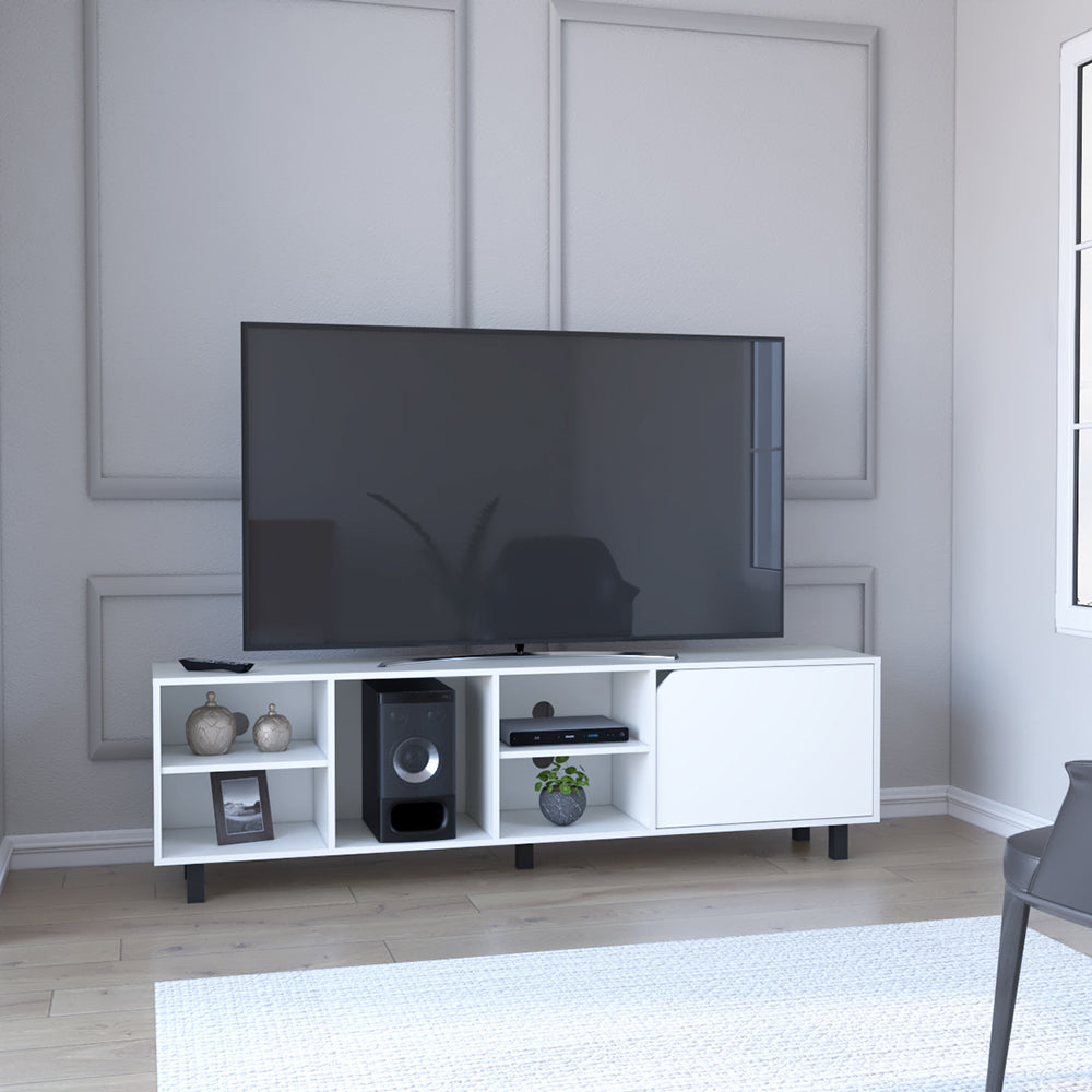 TV Stand for TV´s up 70" Estocolmo, Four Open Shelves, White Finish-0