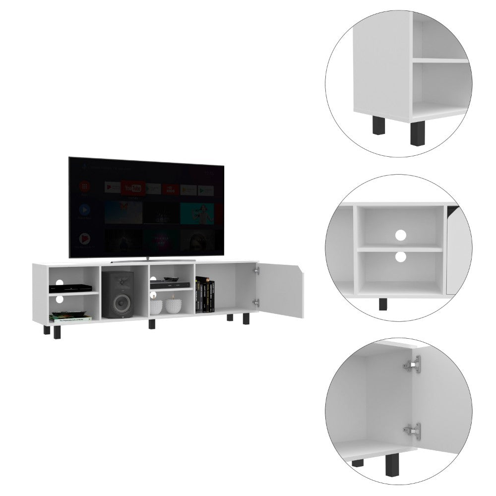 TV Stand for TV´s up 70" Estocolmo, Four Open Shelves, White Finish-2