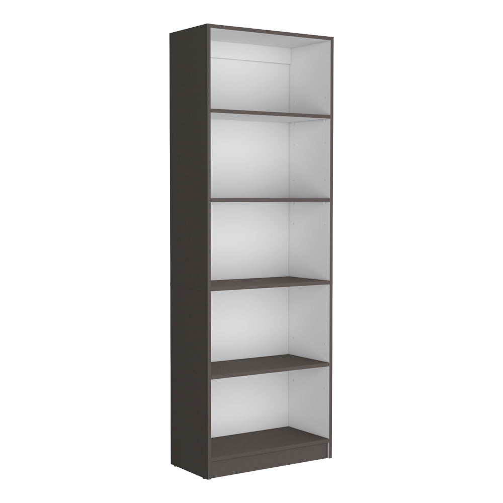 Bookcase 4-Shelves Benzoni, Ample Storage and Modern Design, Matt Gray / White Finish-3