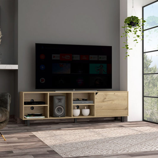 TV Stand for TV´s up 70" Estocolmo, Four Open Shelves, Light Oak Finish-0