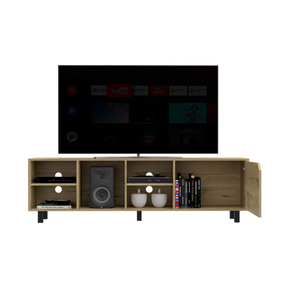 TV Stand for TV´s up 70" Estocolmo, Four Open Shelves, Light Oak Finish-2