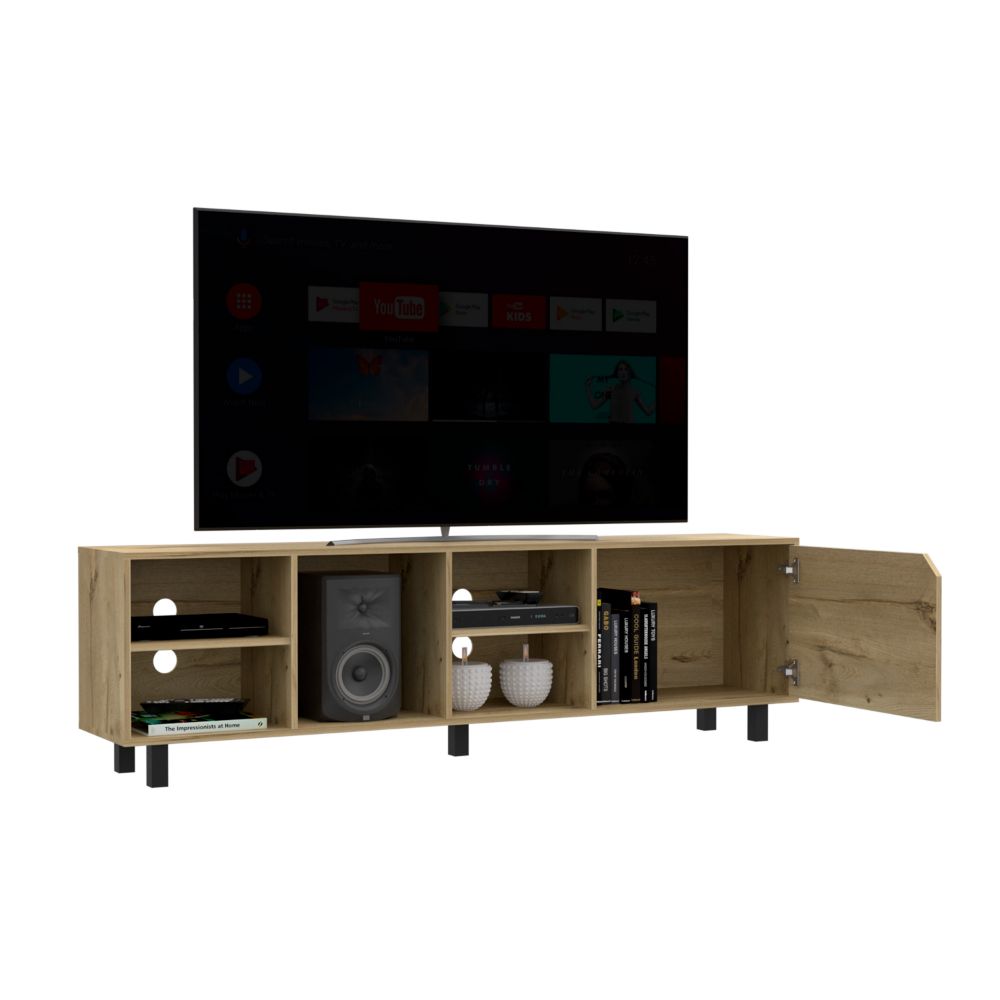 TV Stand for TV´s up 70" Estocolmo, Four Open Shelves, Light Oak Finish-4