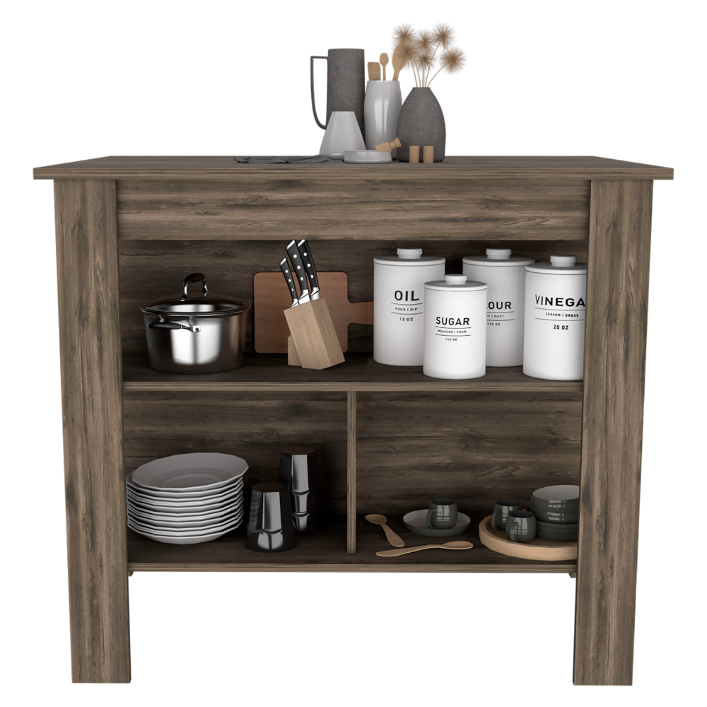 Kitchen Island Dozza, Three Shelves, Dark Brown Finish-2