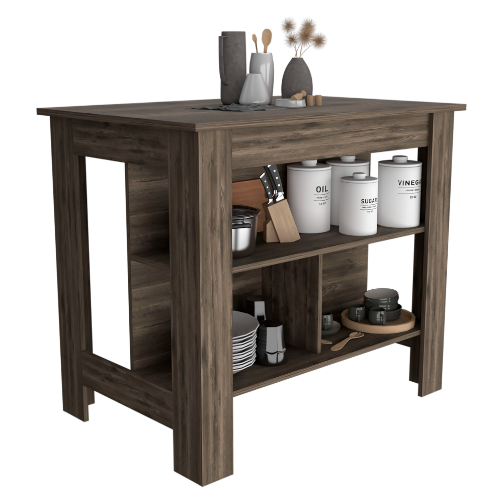 Kitchen Island Dozza, Three Shelves, Dark Brown Finish-4