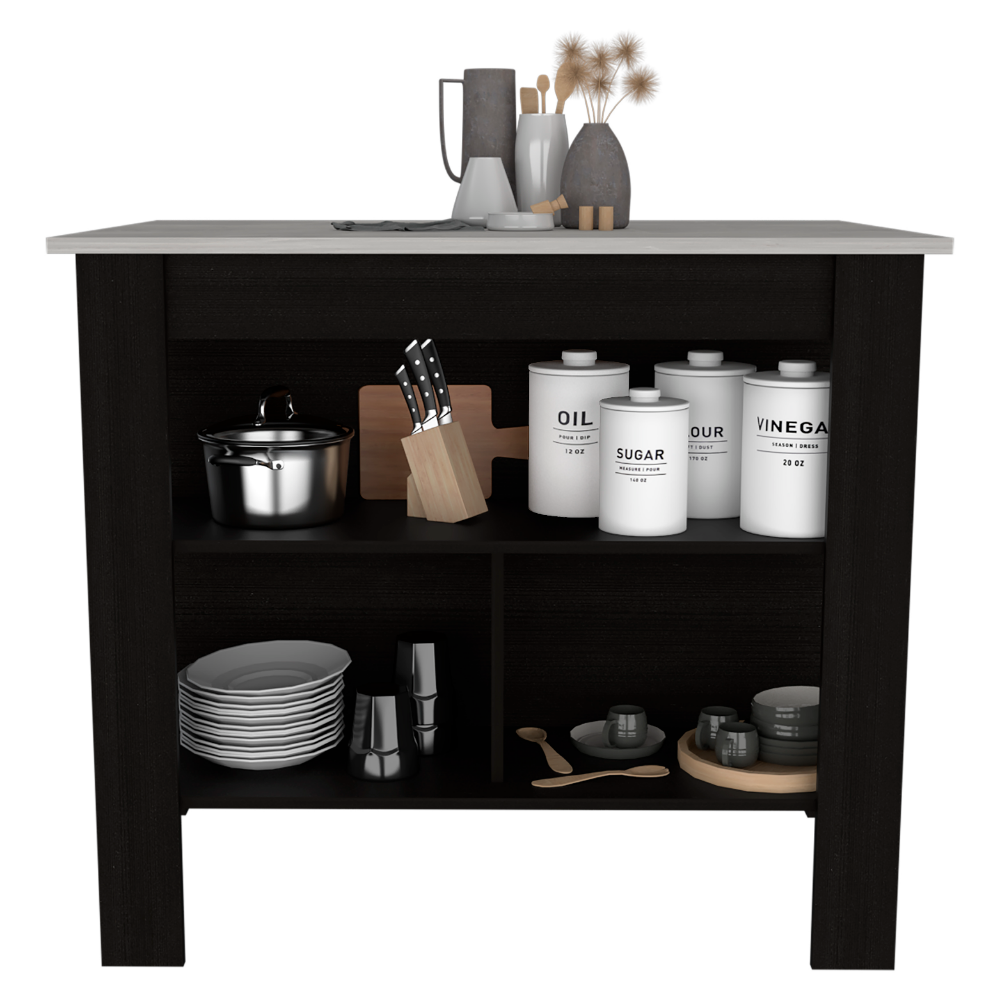 Kitchen Island Dozza, Three Shelves, Dark Brown / Onyx Finish-1