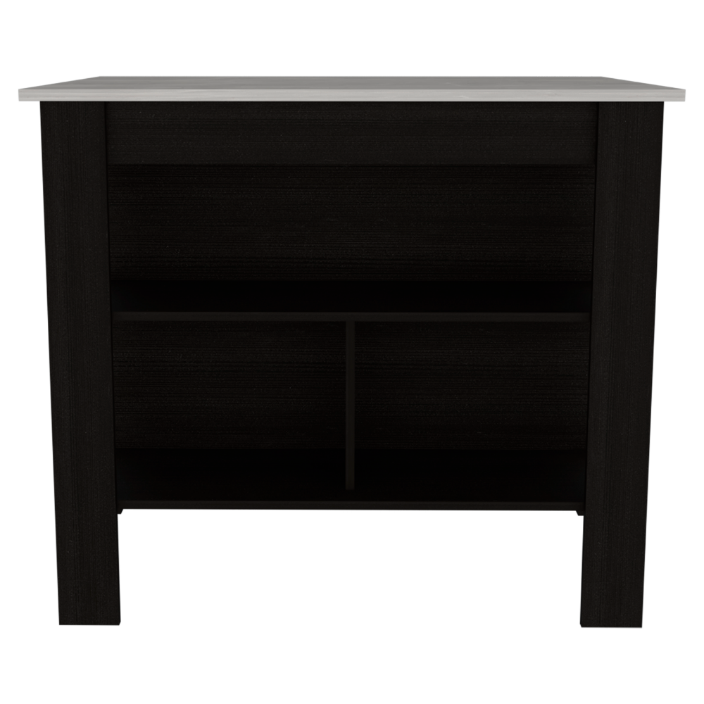 Kitchen Island Dozza, Three Shelves, Dark Brown / Onyx Finish-2