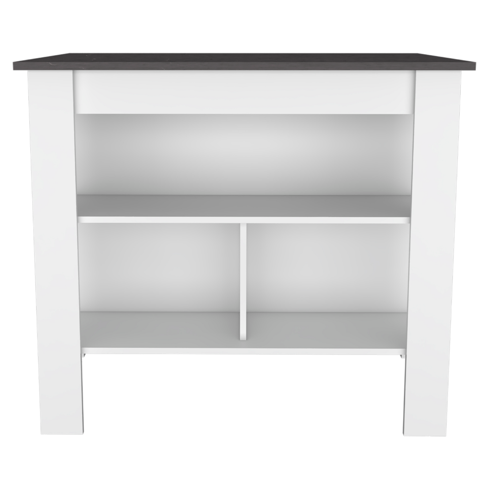 Kitchen Island Dozza, Three Shelves, White / Onyx Finish-2