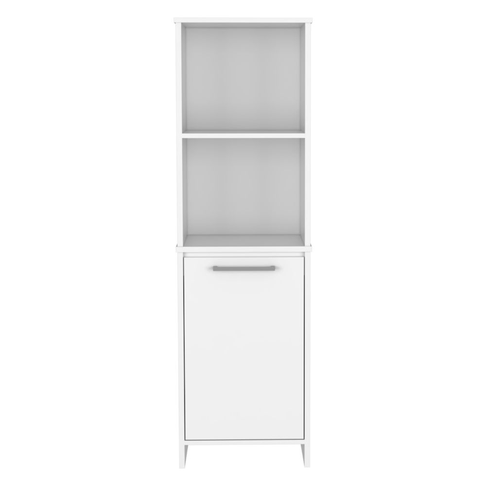 Kitchen Pantry Feery, Single Door Cabinet, Interior and External Shelves, White Finish-3