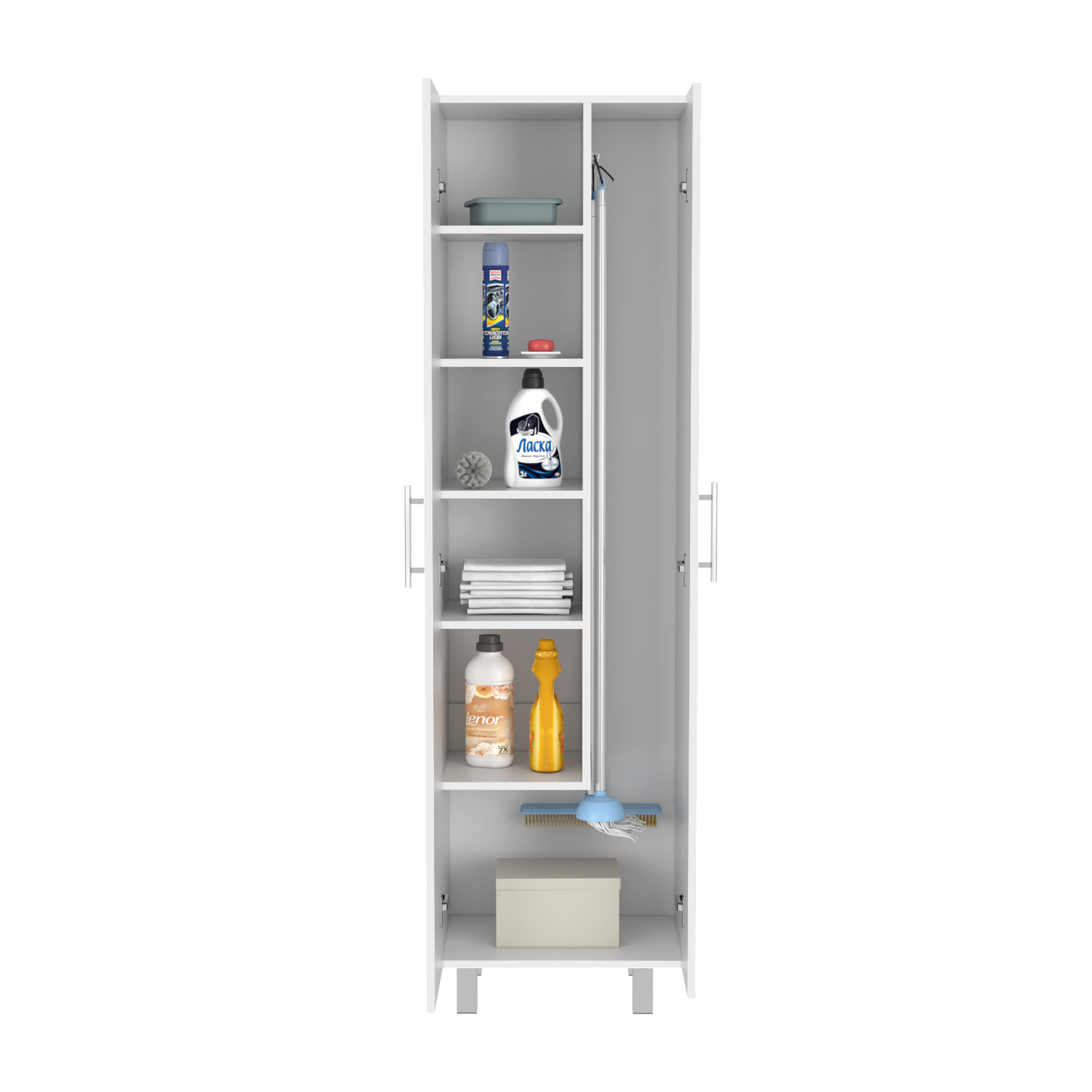 Closet Pantry Copenhague, Five Shelves, Double Door Cabinet, White Finish-4