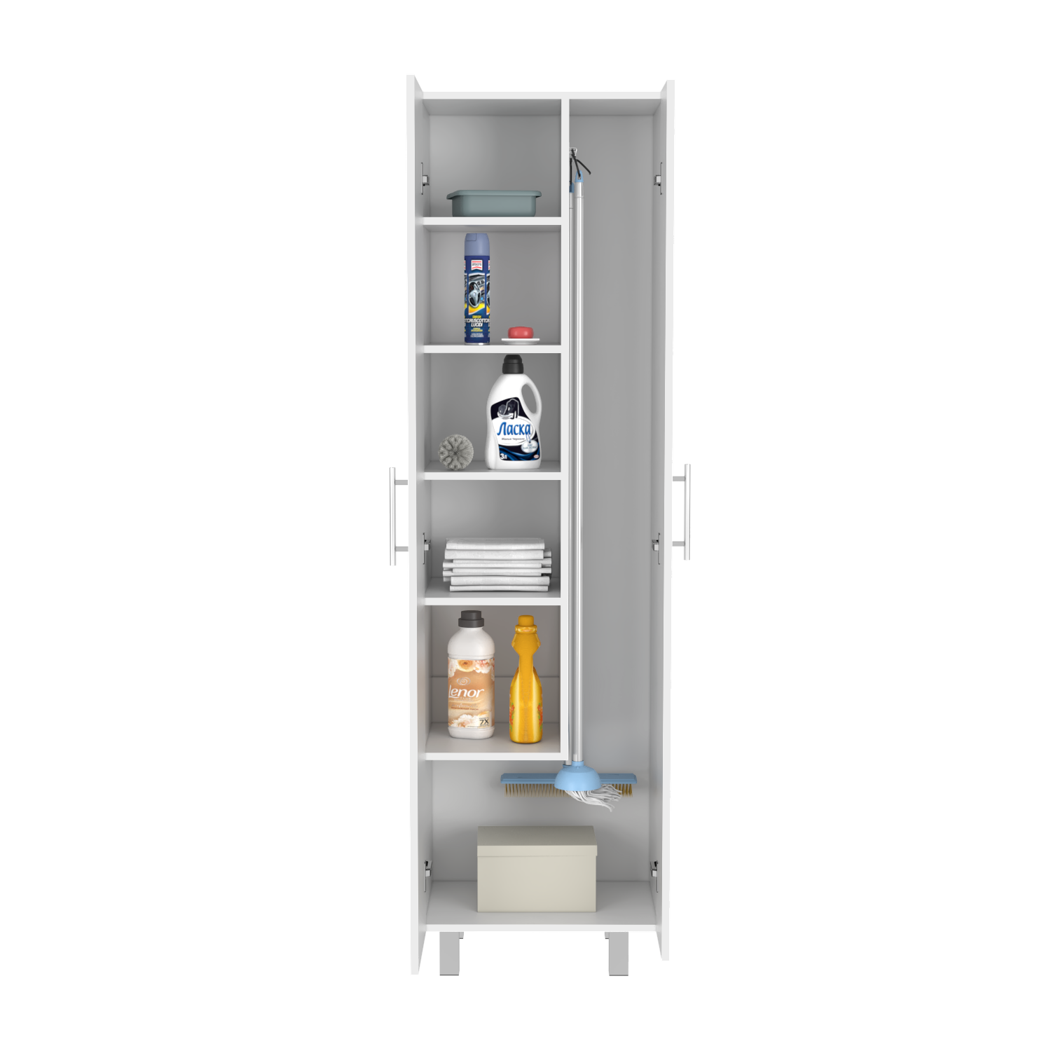 Closet Pantry Copenhague, Five Shelves, Double Door Cabinet, White Finish-4