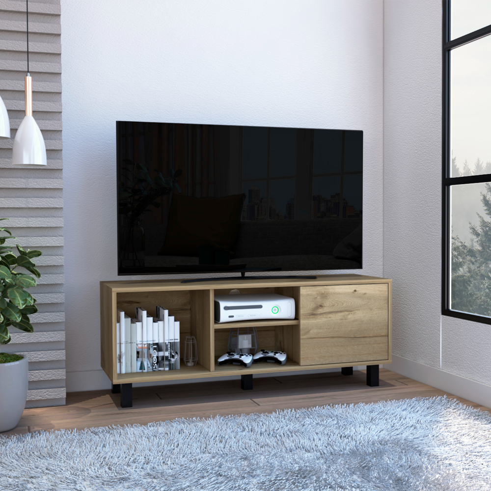 Tv Stand for TV´s up 43" Three Open Shelves Fredericia, One Cabinet, Light Oak Finish-0