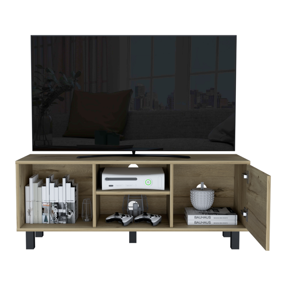 Tv Stand for TV´s up 43" Three Open Shelves Fredericia, One Cabinet, Light Oak Finish-2