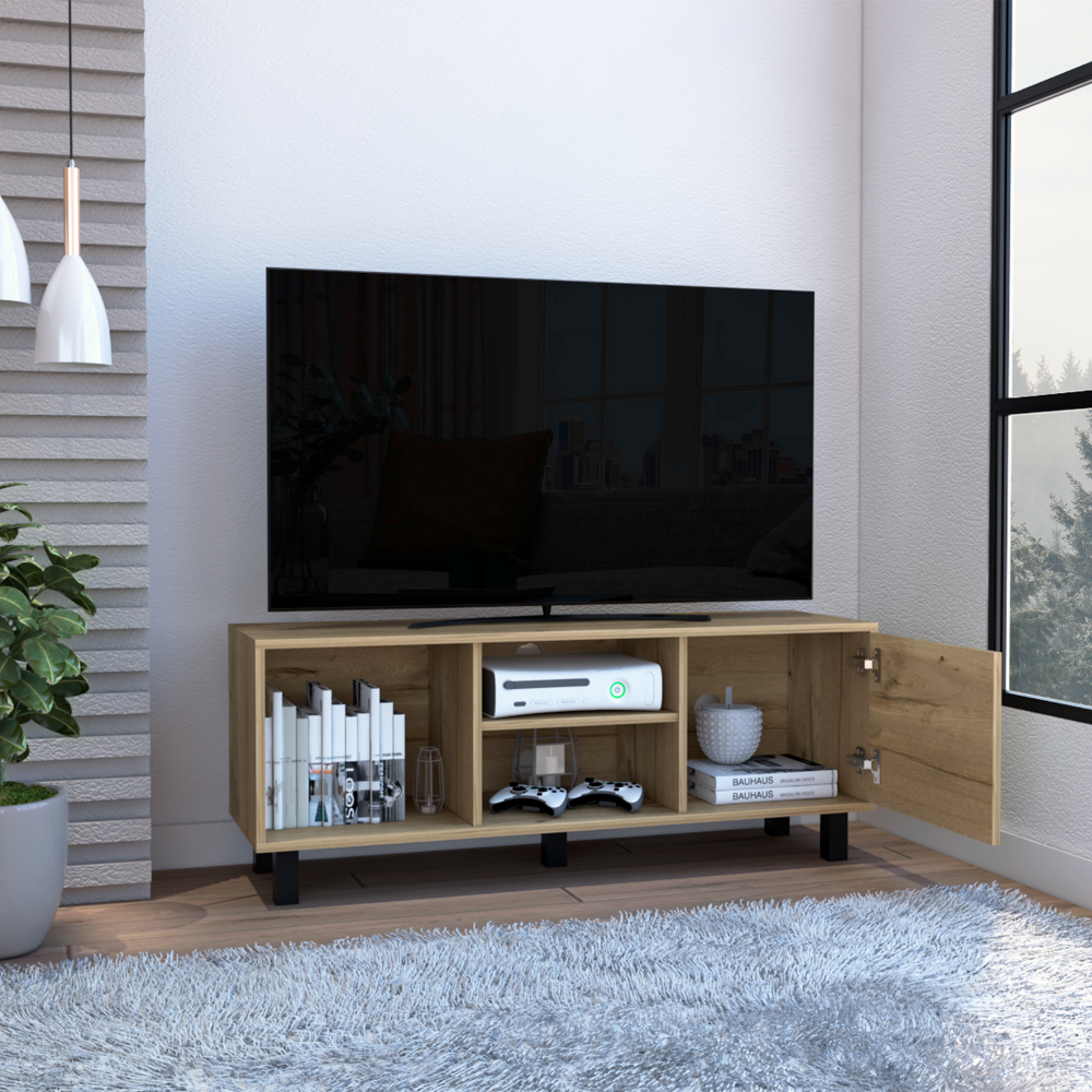 Tv Stand for TV´s up 43" Three Open Shelves Fredericia, One Cabinet, Light Oak Finish-1