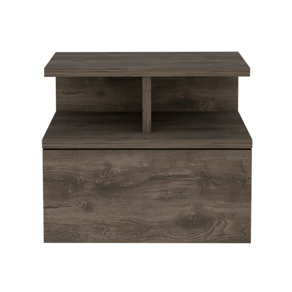 Floating Nightstand Flopini, One Drawer, Dark Walnut Finish-2