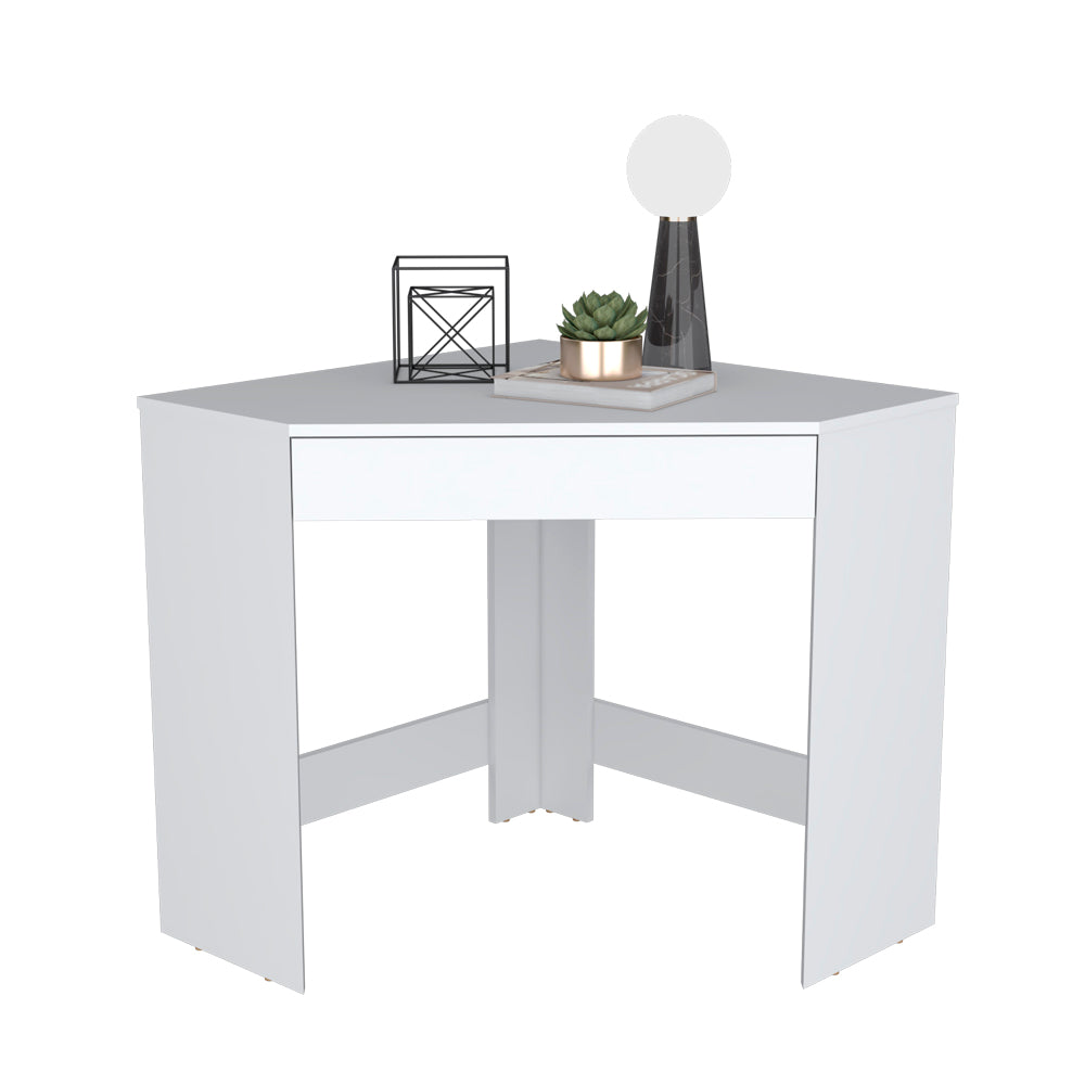 Corner Desk Garner, One Drawer, Three Legs, White Finish-4