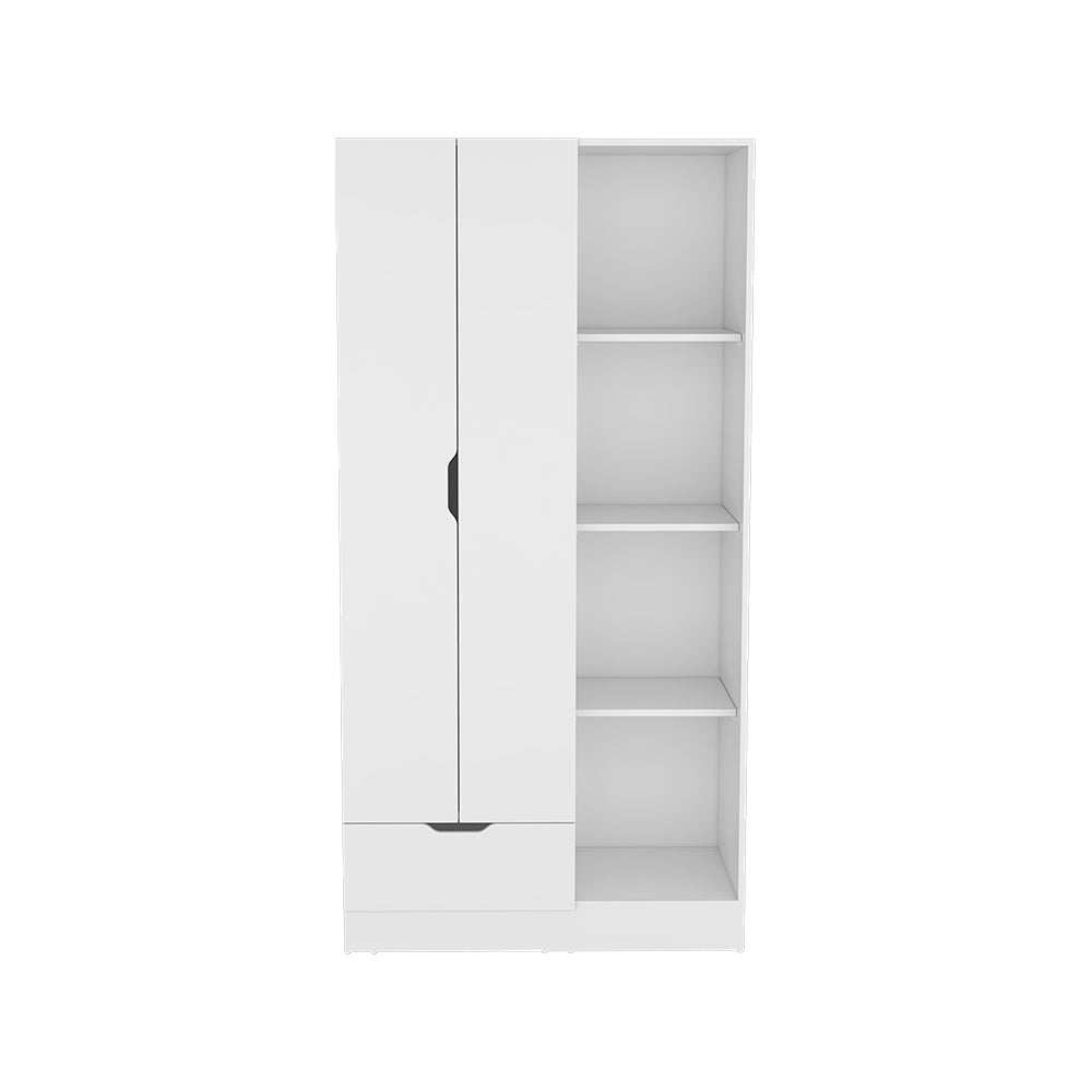 Armoire Dover with Four Storage Shelves, Drawer and Double Door, White Finish-4