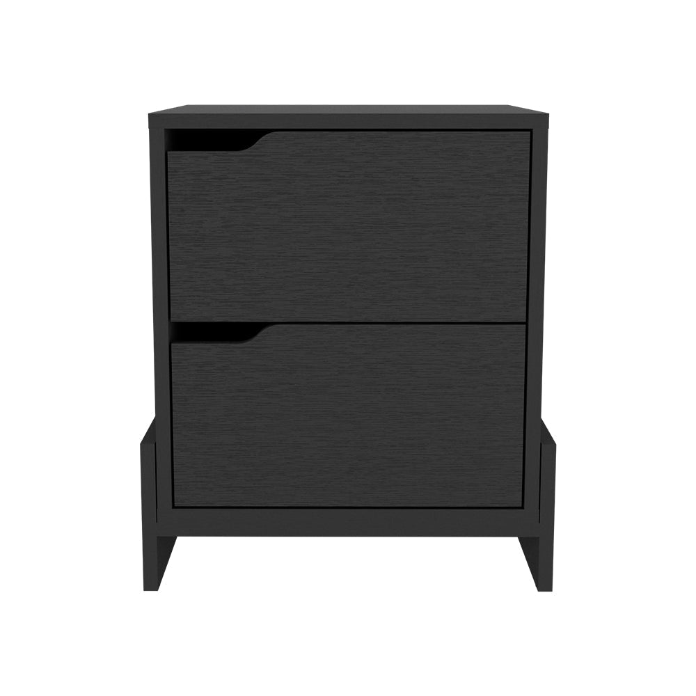 Nightstand Brookland, Bedside Table with Double Drawers and Sturdy Base, Black Wengue Finish-4