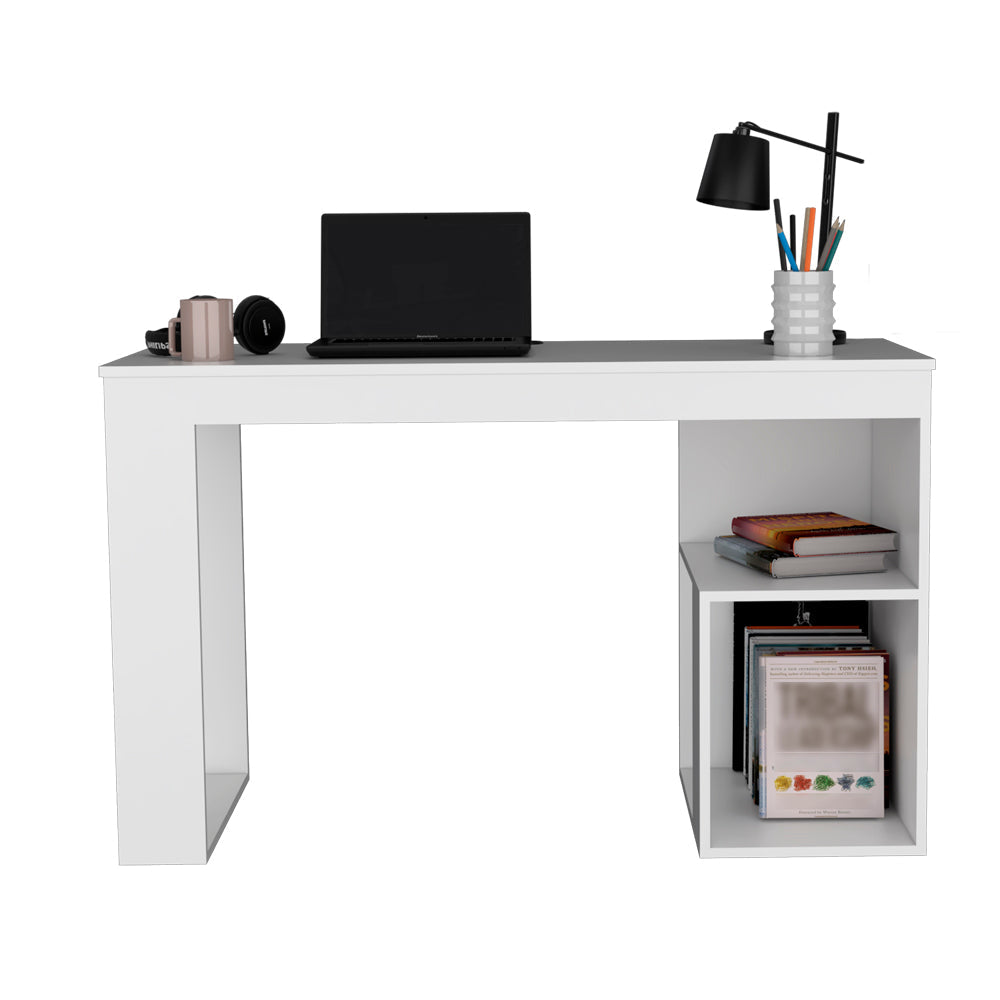 Desk Adona, Two Shelves, White Finish-1