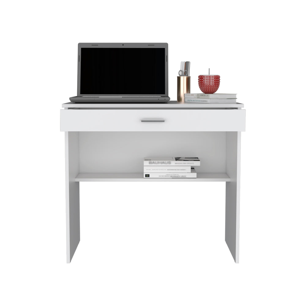 Desk Eden, One Open Shelf, One Drawer, White Finish-2