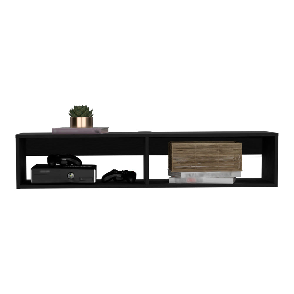 Entertainment Center Shelley, Two Open Shelves, Black Wengue Finish-1