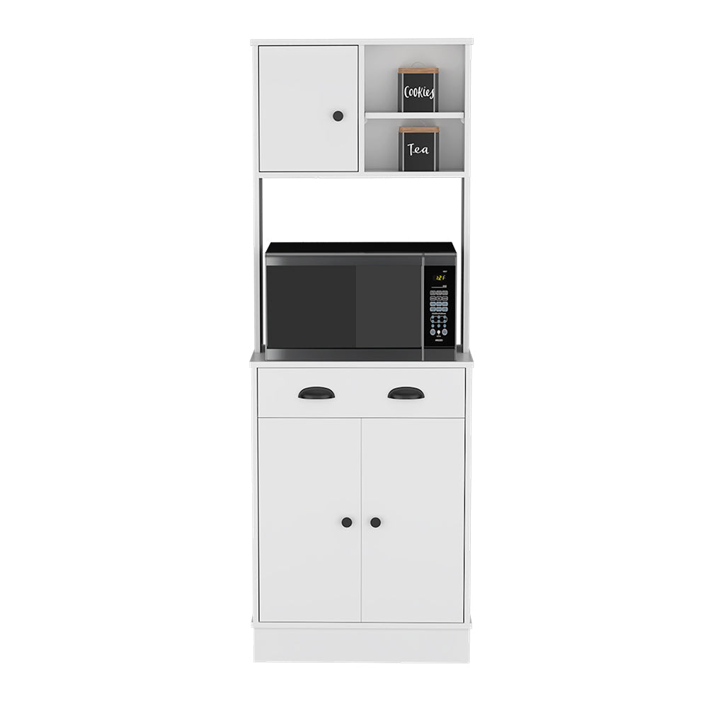 Microwave Storage Stand with 3-Doors and Drawer Arlington, White Finish-2