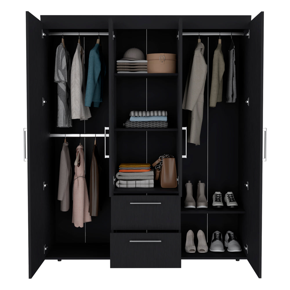 Armoire Elma, Two Drawers, Three Cabinets, Black Wengue Finish-2