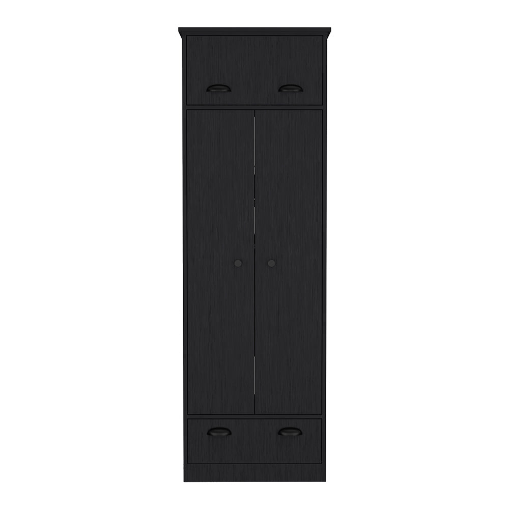 Armoire with Two-Doors Dumas, Top Hinged Drawer and 1-Drawer, Black Wengue Finish-3