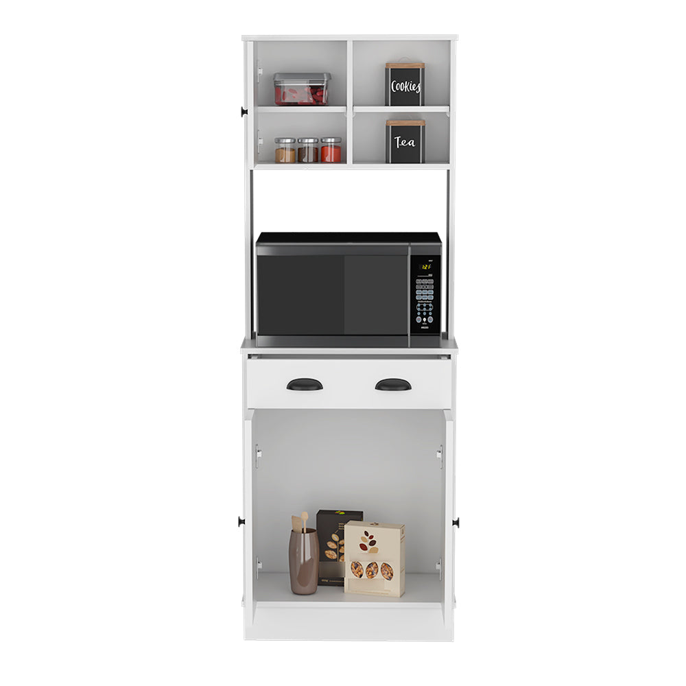 Microwave Storage Stand with 3-Doors and Drawer Arlington, White Finish-3