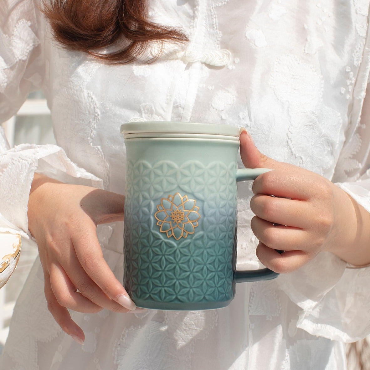 Flower of Life 3-in-1 Tea Mug with Infuser-4