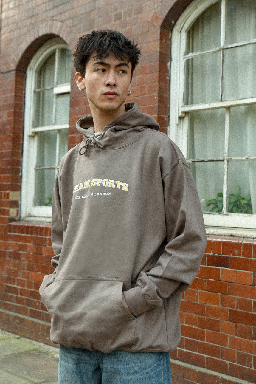 Hoodie in Mocha Brown with Dream Sports Embroidery-0