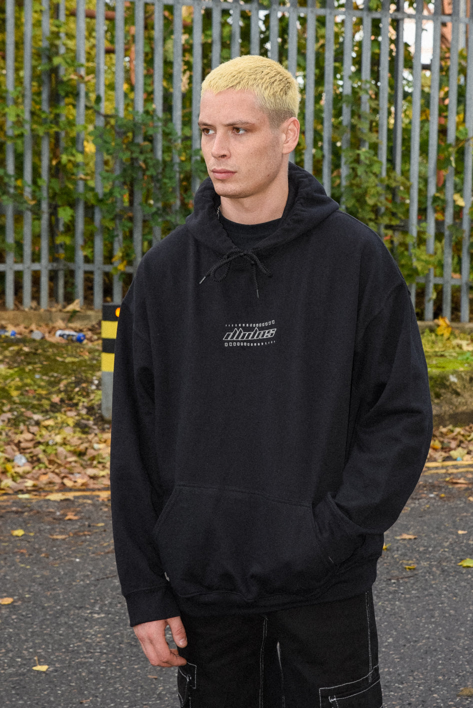 Hoodie in Black with DBDNS Futuristic Logo Embroidery-1