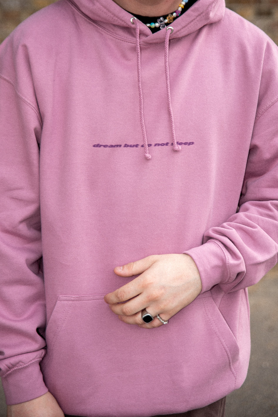 Hoodie in Dusty Purple With Minimal Logo Print-2