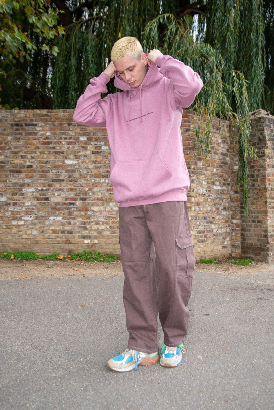 Hoodie in Dusty Purple With Minimal Logo Print-1