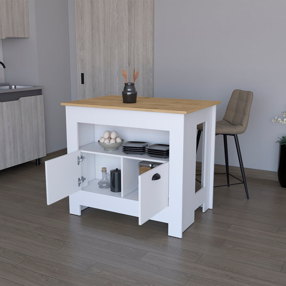 Kitchen Island Geneva, Kitchen, White / Macadamia-3